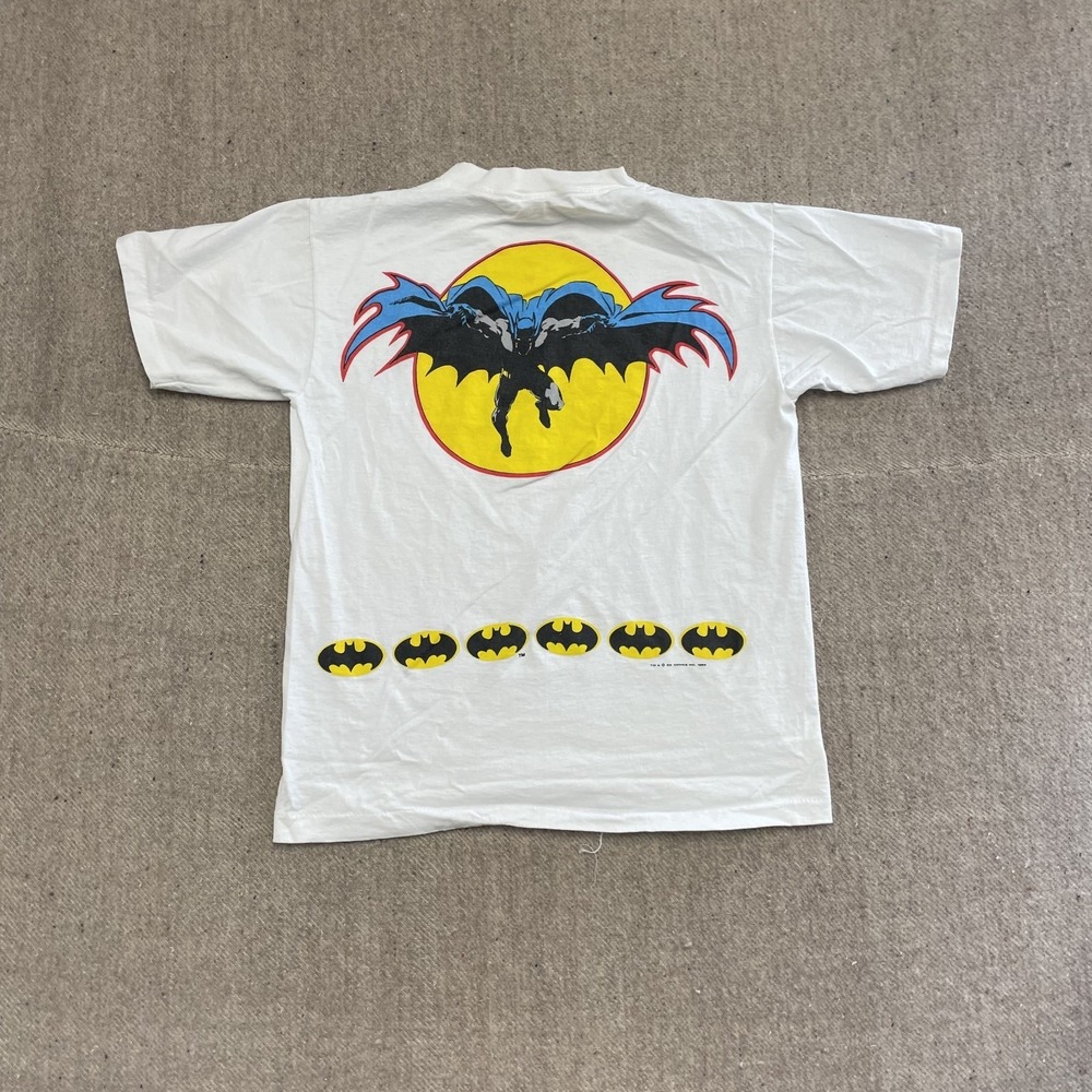 vintage batman shirt mens medium white 1980s DC Logo hero dark knight